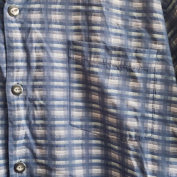 Tommy Bahama Shirt Mens 2XL Blue Plaid Silk Cotton Short Sleeve Button Up Marlin - Picture 2 of 9